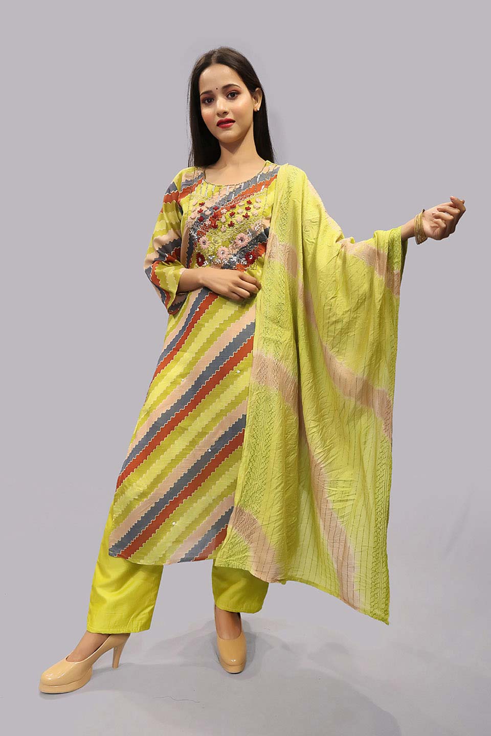 Women's Poly Silk Embroidered Kurta Pants Dupatta Set -Ahika | Fancy kurti,  Clothes for women, Tops designs